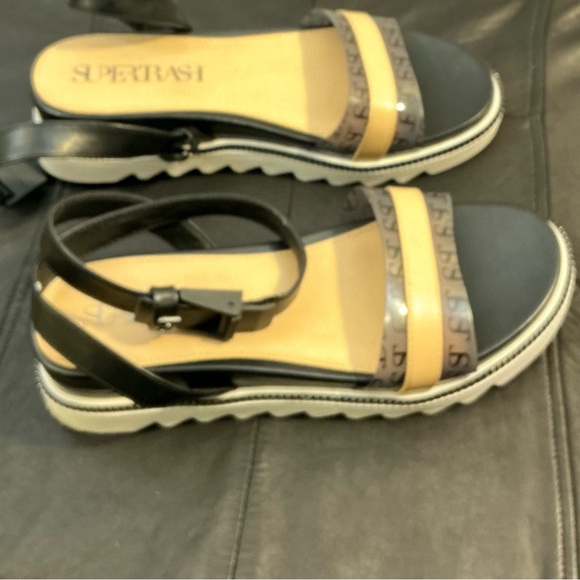 SUPERTRASH Logo Strap Comfort Style Black and Tan Women's Sandals size 9 - Picture 5 of 7